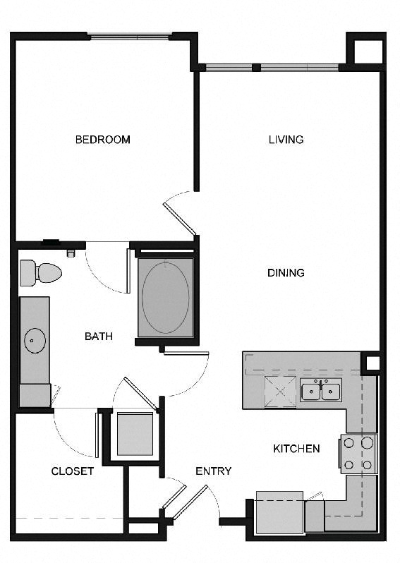 A4 One Bedroom Floorplan Image